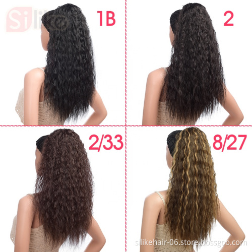 Silike 18inch Long Afro Kinky Curly Ponytail Extension Synthetic Hair Tail Drawstring Ponytail Clip In Hair Extensions Salon